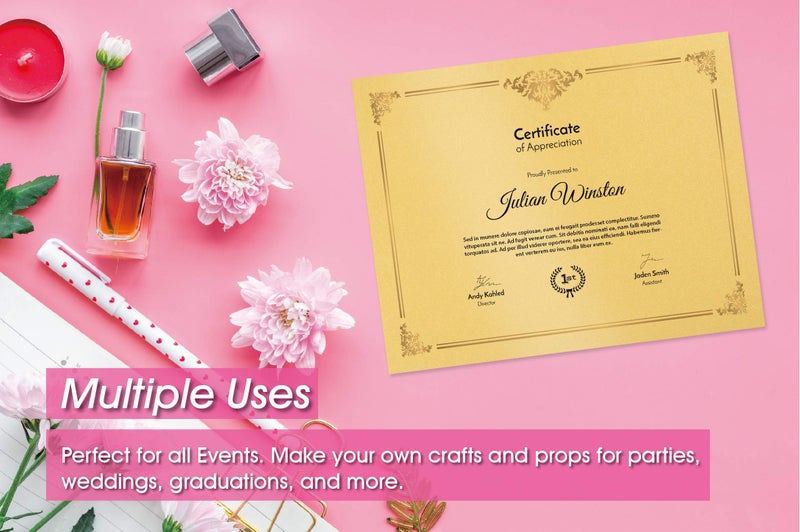 Bubbley Gold Metallic Paper - 100-Pack Golden Shimmer Paper, Crafting Supplies,Ticket, Invitation, Stationery, Scrapbook Use, Printer Friendly, 80lb Text, 8.5 x 11 Inches - Image 2